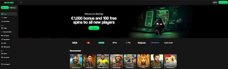 BetNinja – Wettanbieter ohne OASIS mit Sportwetten